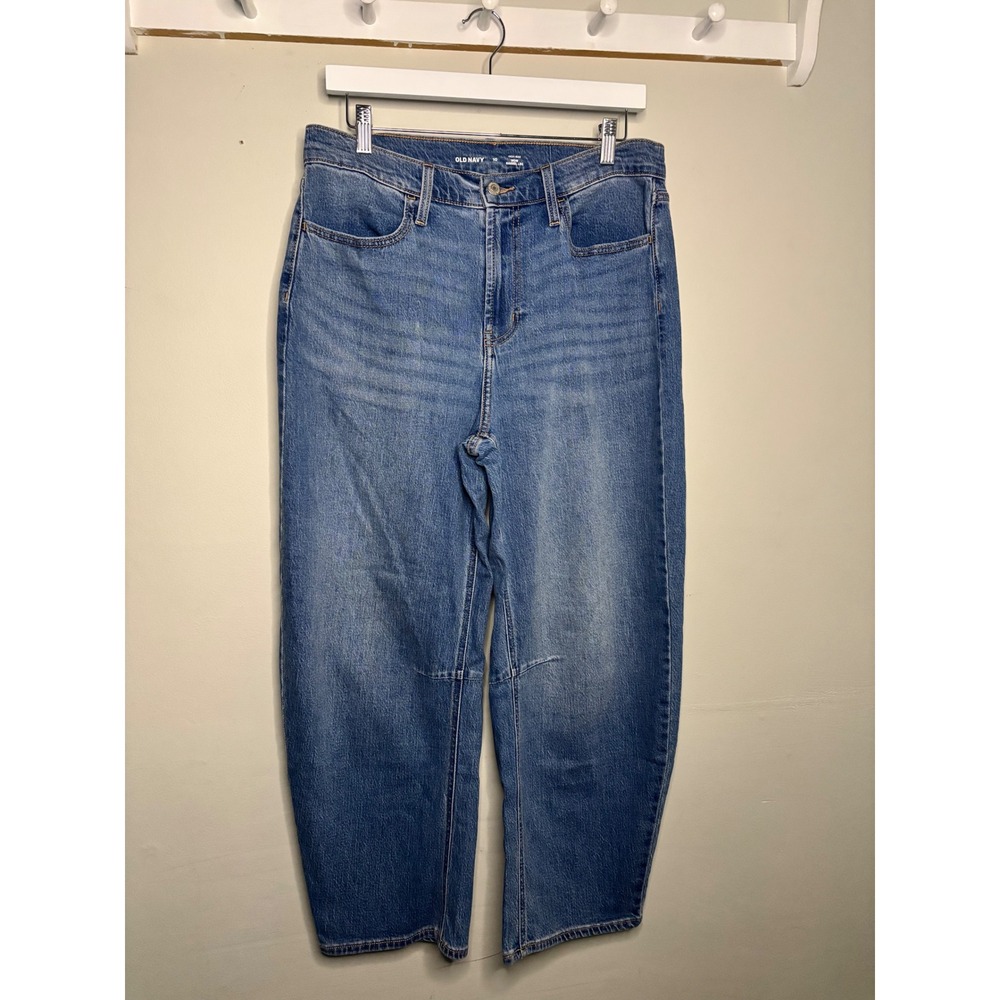 Old Navy Wow Barrel Leg Jeans 10 High Rise Trendy Relaxed Denim Y2K‎